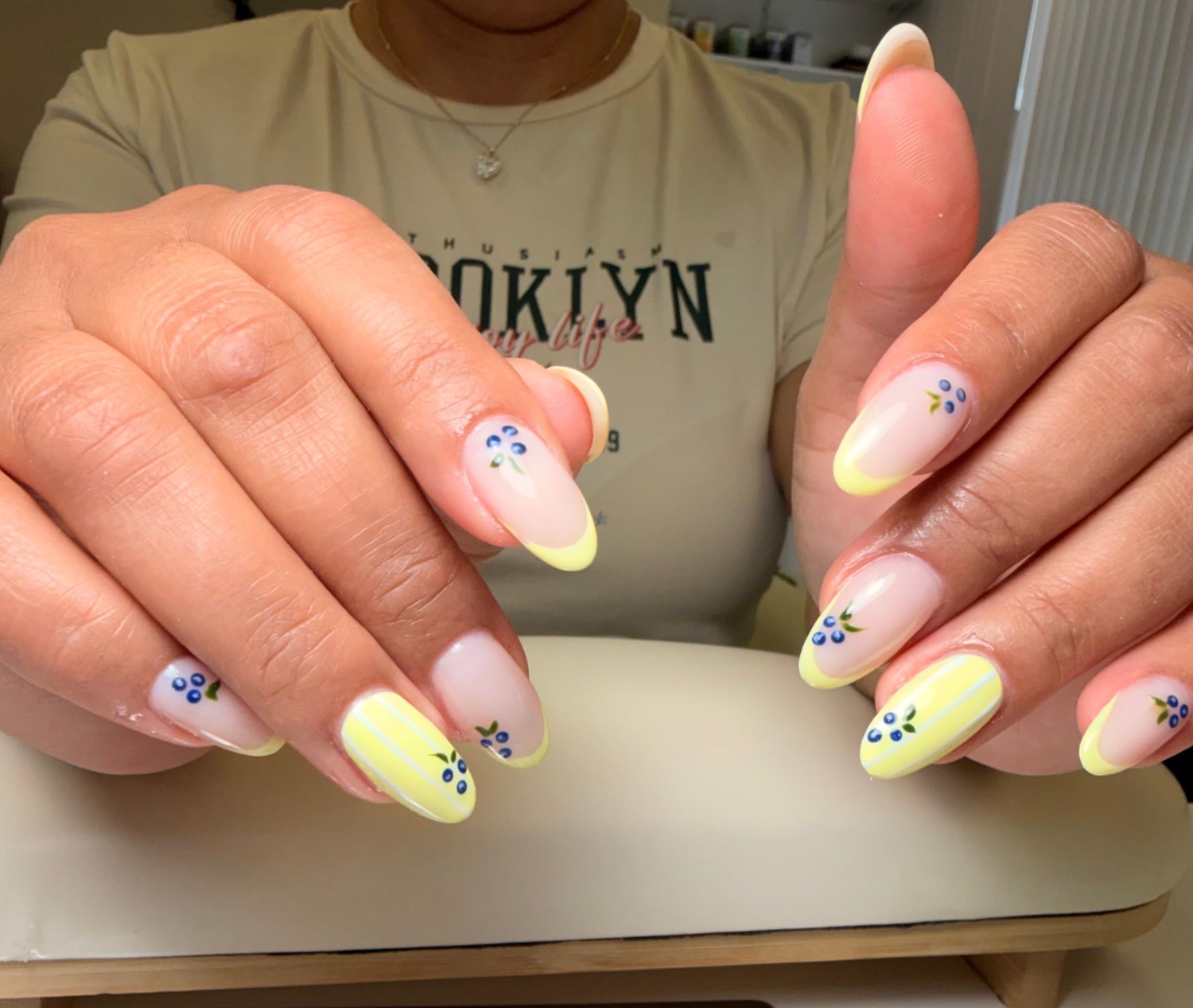 Blueberry french art nails by Nelly Nails NY in East Williamsburg, Brooklyn