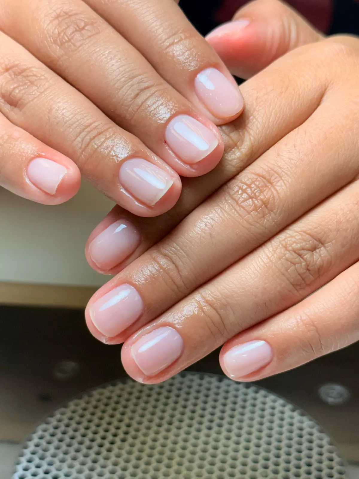 Soft blush color nails by Nelly Nails NY in East Williamsburg, Brooklyn