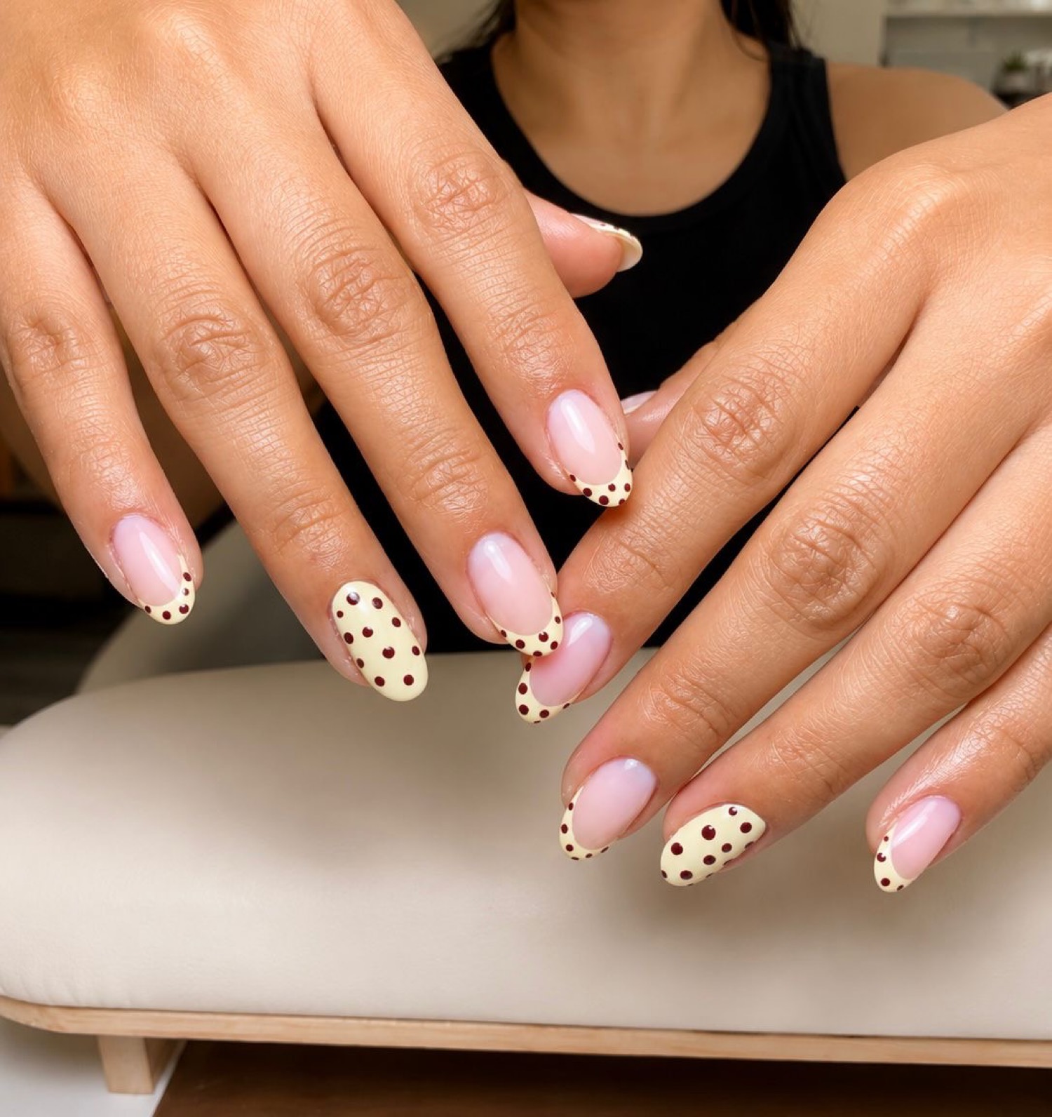 Polka french art nails by Nelly Nails NY in East Williamsburg, Brooklyn
