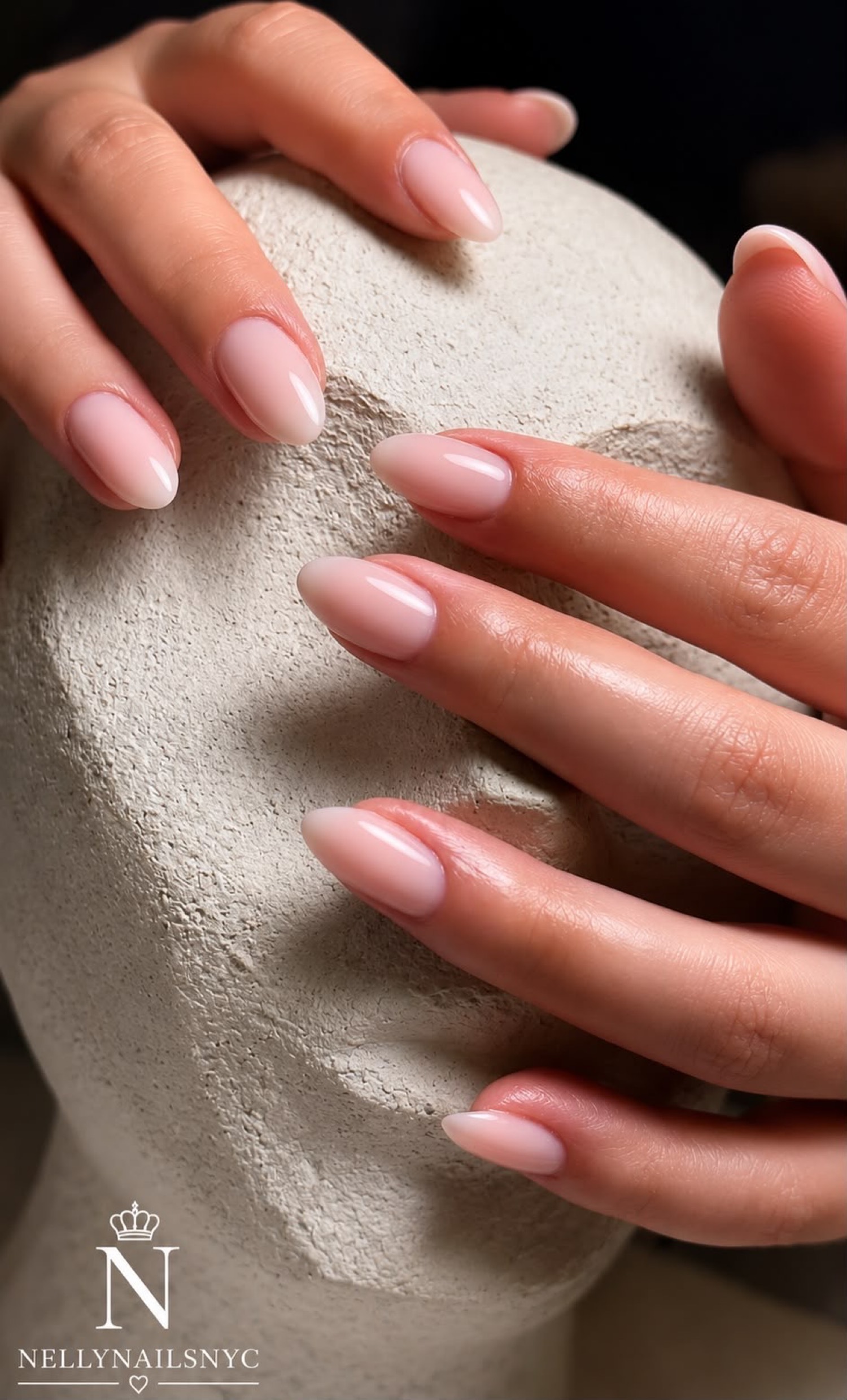 Milky almond classic nails by Nelly Nails NY in East Williamsburg, Brooklyn