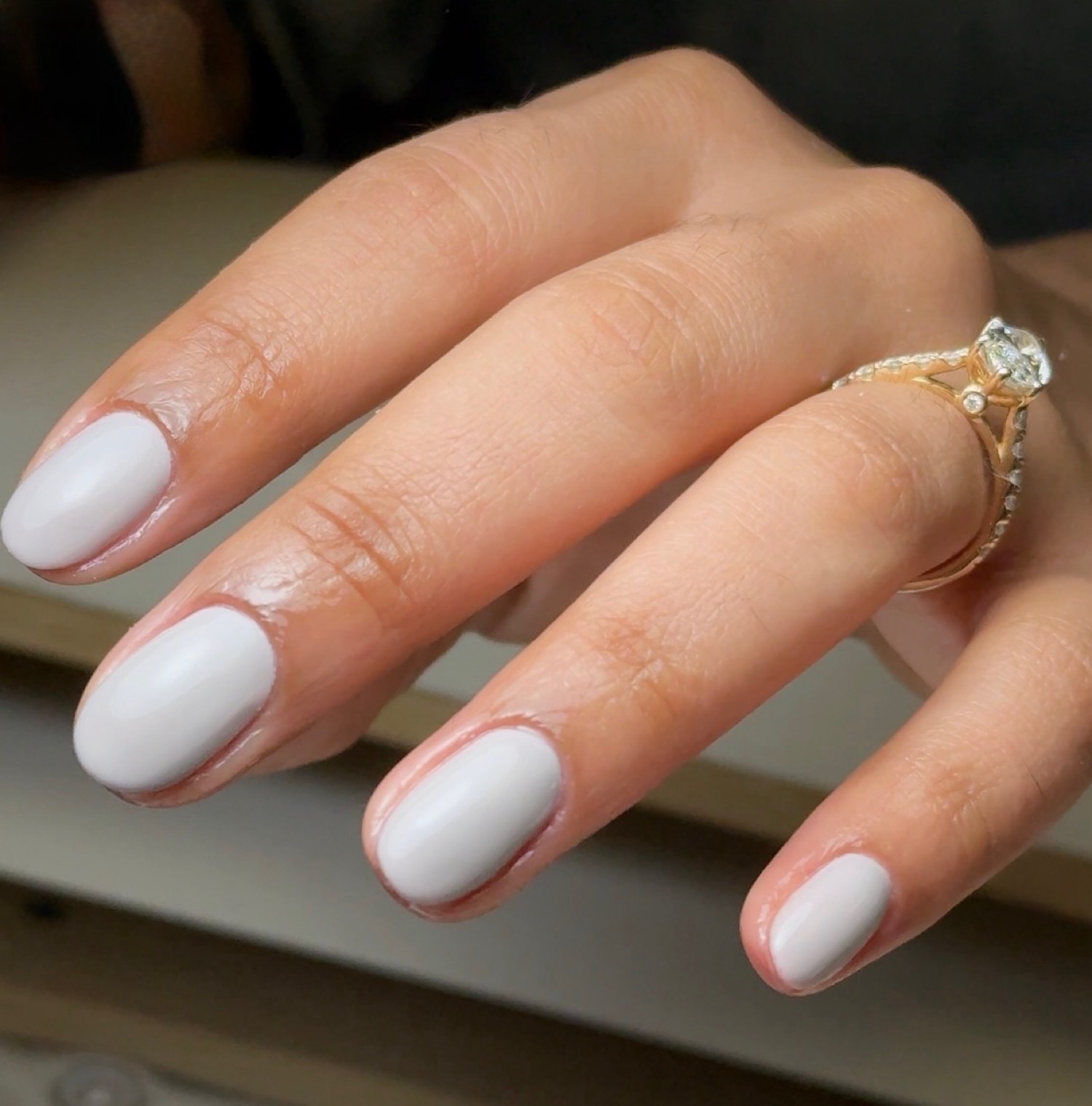 Soft white classic nails by Nelly Nails NY in East Williamsburg, Brooklyn