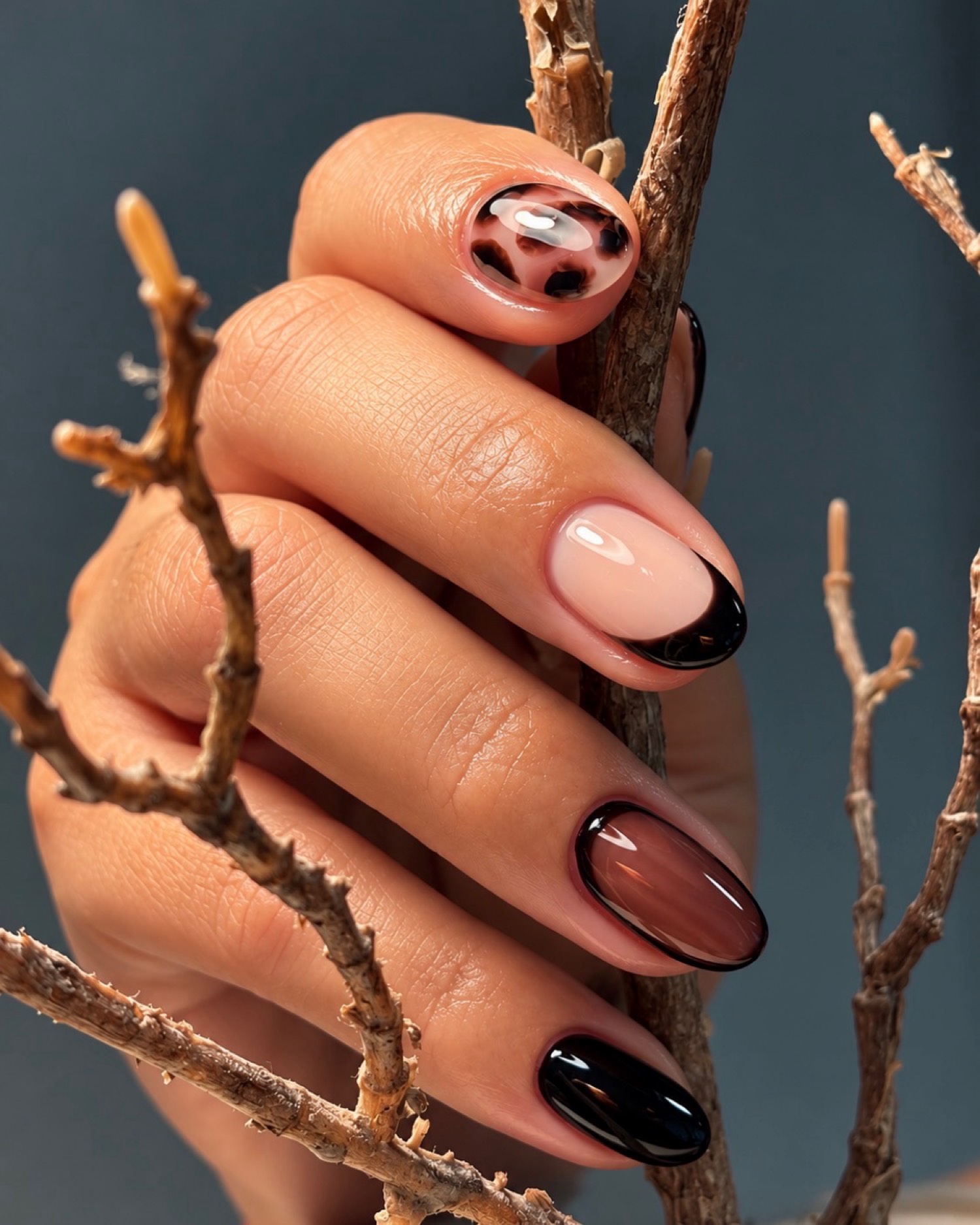Tortoise set art nails by Nelly Nails NY in East Williamsburg, Brooklyn