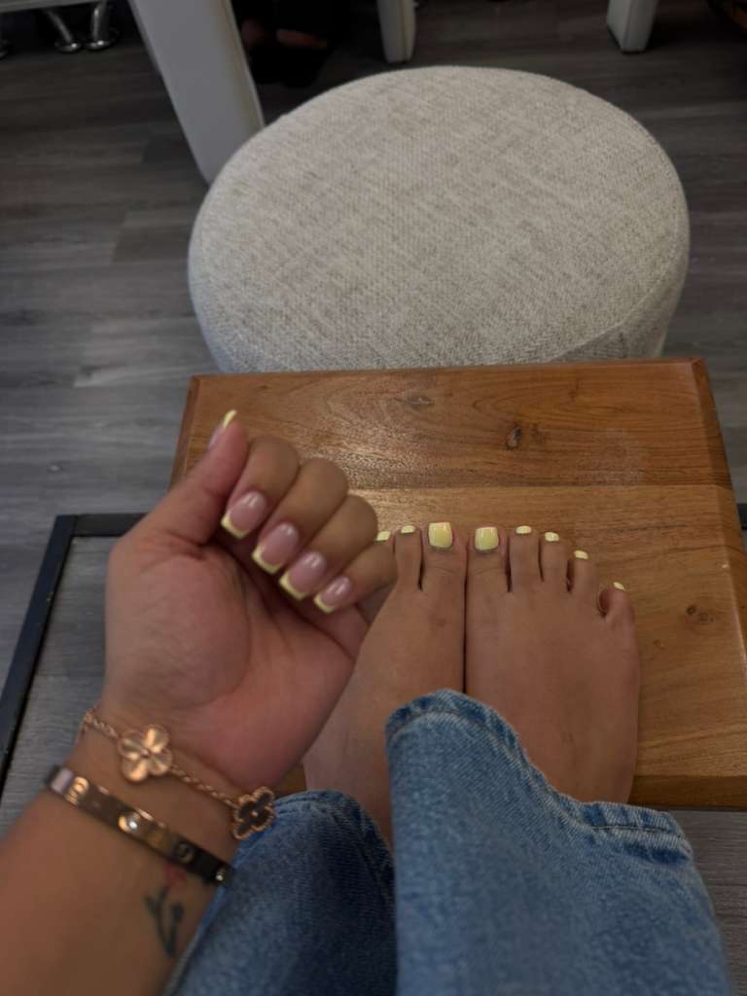 Yellow french set color nails by Nelly Nails NY in East Williamsburg, Brooklyn